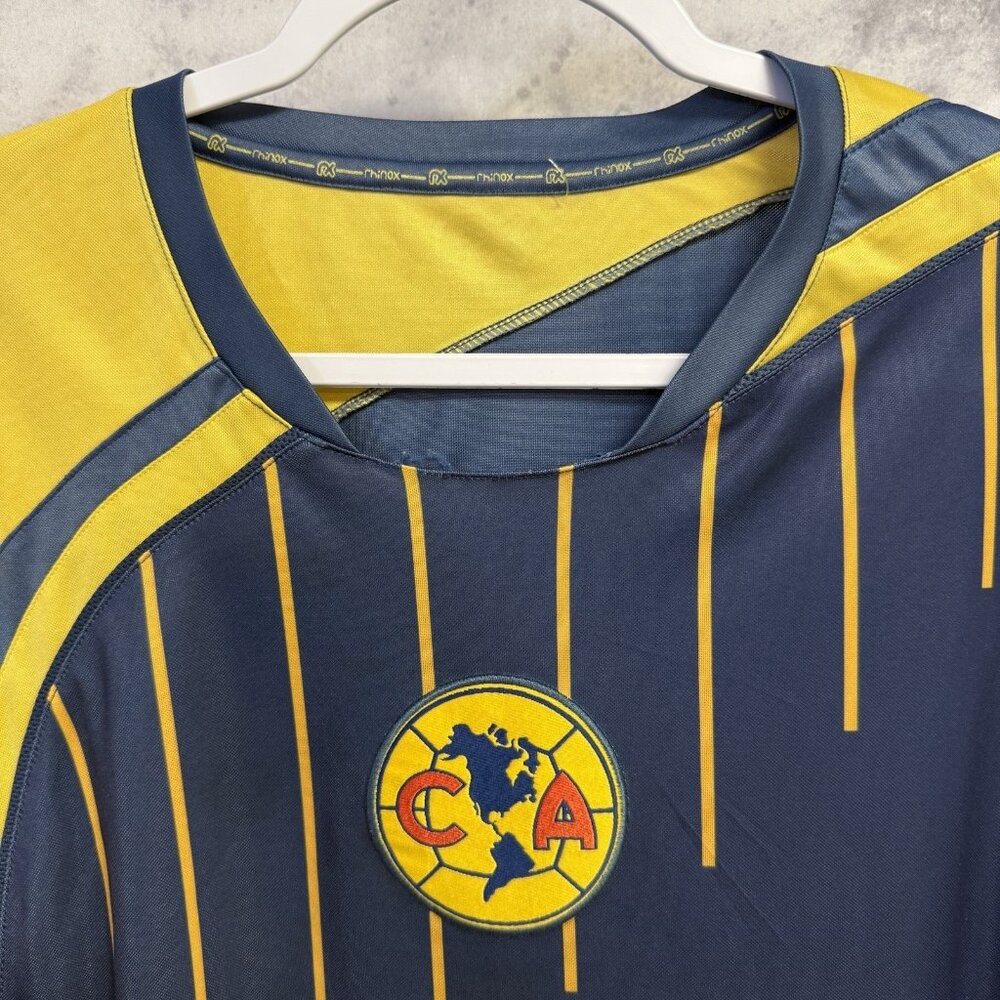 Club America Rhinox Official Soccer Jersey Training Shirt Blue Yellow XL